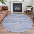 thumbnail image 1 of Addison Rugs Mayfield Premium Machine Washable Transitional Stripes Sky Round Rug, 8' x 8', 1 of 5