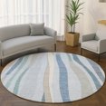 thumbnail image 1 of Addison Rugs Mayfield Premium Machine Washable Transitional Stripes Sky Round Rug, 8' x 8', 1 of 6