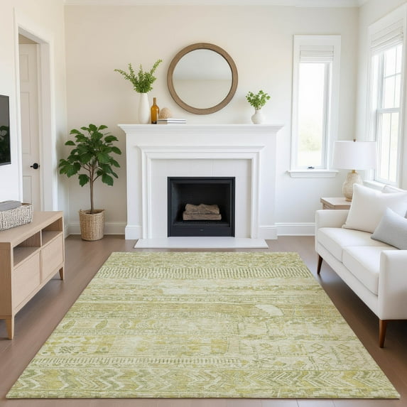 Addison Rugs Mayfield Premium Machine Washable Transitional Stripes Tan Rectangle Rug, 9' x 12'