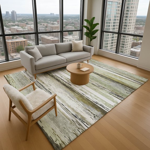 Addison Rugs Mayfield Premium Machine Washable Transitional Stripes Taupe Rectangle Rug, 10' x 14'