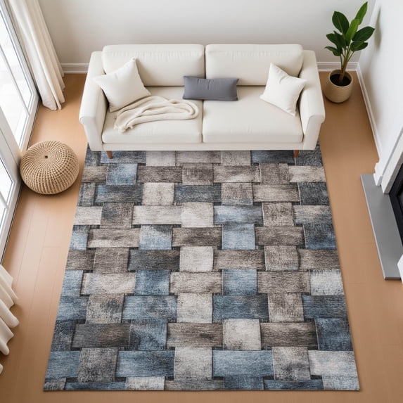 Addison Rugs Mayfield Premium Machine Washable Transitional Stripes Taupe Rectangle Rug, 3' x 5'