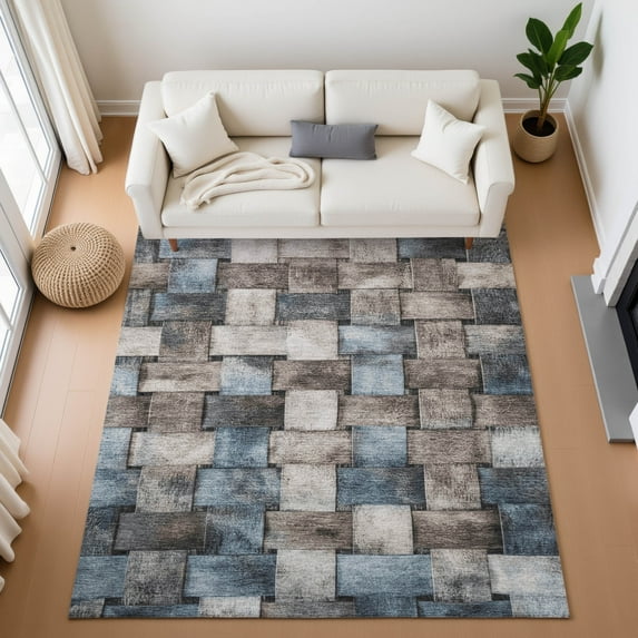 Addison Rugs Mayfield Premium Machine Washable Transitional Stripes Taupe Rectangle Rug, 8' x 10'