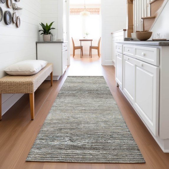 Addison Rugs Mayfield Premium Machine Washable Transitional Stripes Taupe Runner Rug, 2'3" x 7'6"