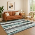 thumbnail image 1 of Addison Rugs Mayfield Premium Machine Washable Transitional Stripes Teal Rectangle Rug, 10' x 14', 1 of 7