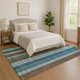 thumbnail image 1 of Addison Rugs Mayfield Premium Machine Washable Transitional Stripes Teal Rectangle Rug, 10' x 14', 1 of 7