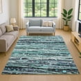 thumbnail image 1 of Addison Rugs Mayfield Premium Machine Washable Transitional Stripes Teal Rectangle Rug, 3' x 5', 1 of 6