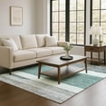 thumbnail image 1 of Addison Rugs Mayfield Premium Machine Washable Transitional Stripes Teal Rectangle Rug, 8' X 10' Machine Washable Transitional Stripes Teal Oversized Sherpa Throw Blanket, 1 of 7