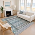 thumbnail image 1 of Addison Rugs Mayfield Premium Machine Washable Transitional Stripes Teal Rectangle Rug, 8' x 10', 1 of 6