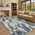 thumbnail image 1 of Addison Rugs Mayfield Premium Machine Washable Transitional Stripes Teal Rectangle Rug, 8' x 10', 1 of 8