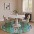 thumbnail image 1 of Addison Rugs Mayfield Premium Machine Washable Transitional Stripes Teal Round Rug, 8' x 8', 1 of 6