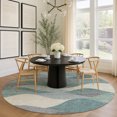 thumbnail image 1 of Addison Rugs Mayfield Premium Machine Washable Transitional Stripes Teal Round Rug, 8' x 8', 1 of 5