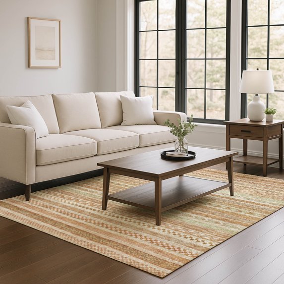Addison Rugs Mayfield Premium Machine Washable Transitional Stripes Terracotta Rectangle Rug, 8' x 10'