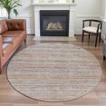 thumbnail image 1 of Addison Rugs Mayfield Premium Machine Washable Transitional Stripes Terracotta Round Rug, 8' x 8', 1 of 5