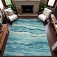 thumbnail image 1 of Addison Rugs Mayfield Premium Machine Washable Transitional Stripes Turquoise Rectangle Rug, 8' x 10', 1 of 6