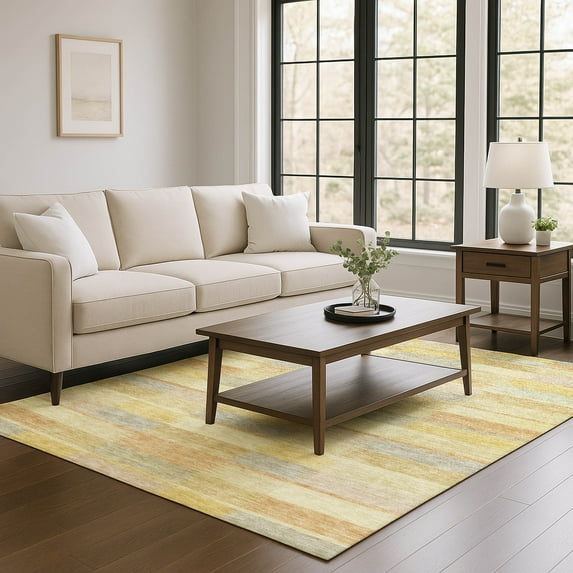 Addison Rugs Mayfield Premium Machine Washable Transitional Stripes Wheat Rectangle Rug, 10' X 14' Machine Washable Transitional Stripes Wheat Oversized Sherpa Throw Blanket