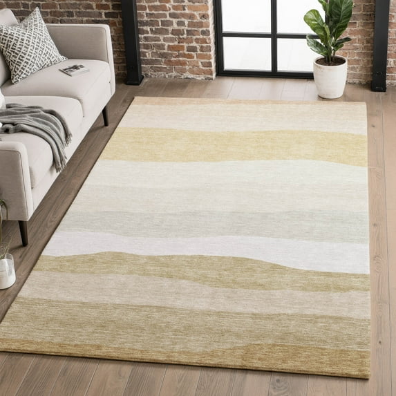 Addison Rugs Mayfield Premium Machine Washable Transitional Stripes Wheat Rectangle Rug, 10' X 14' Machine Washable Transitional Stripes Wheat Oversized Sherpa Throw Blanket