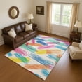 thumbnail image 1 of Addison Rugs Mayfield Premium Machine Washable Transitional Stripes White Rectangle Rug, 10' X 14' Machine Washable Transitional Stripes White Oversized Sherpa Throw Blanket, 1 of 7