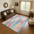 thumbnail image 1 of Addison Rugs Mayfield Premium Machine Washable Transitional Stripes White Rectangle Rug, 10' X 14' Machine Washable Transitional Stripes White Oversized Sherpa Throw Blanket, 1 of 7