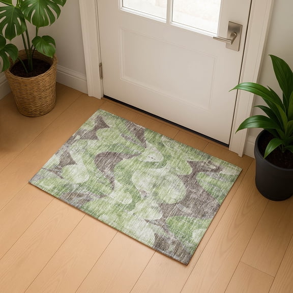 Addison Rugs Mayfield Premium Machine Washable Transitional Swirls Aloe Rectangle Rug, 1'8" x 2'6"