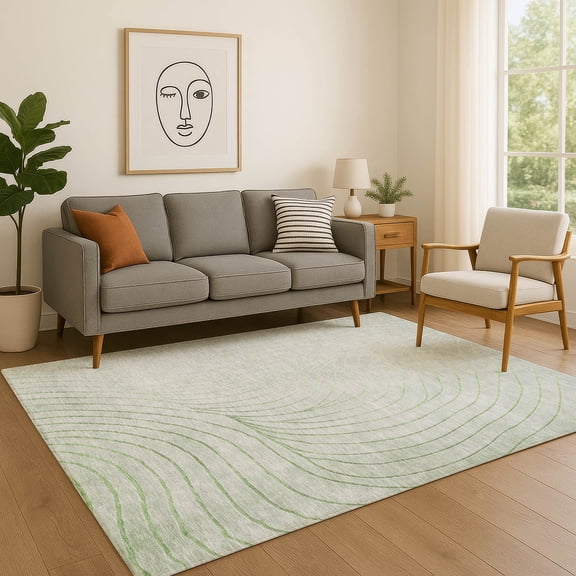 Addison Rugs Mayfield Premium Machine Washable Transitional Swirls Aloe Rectangle Rug, 5' x 7'6"