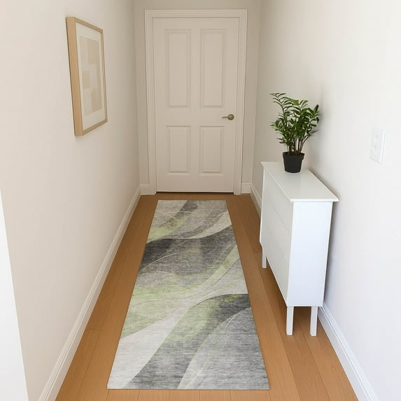 Addison Rugs Mayfield Premium Machine Washable Transitional Swirls Aloe Runner Rug, 2'3" X 7'6" Machine Washable Transitional Swirls Aloe Oversized Sherpa Throw Blanket