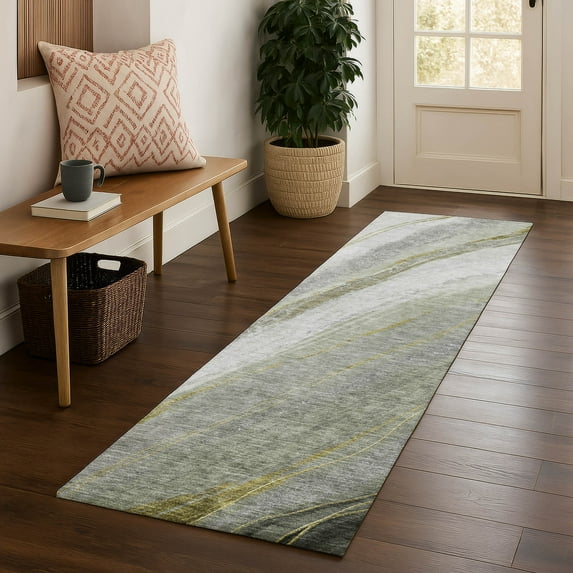 Addison Rugs Mayfield Premium Machine Washable Transitional Swirls Aloe Runner Rug, 2'3" X 7'6" Machine Washable Transitional Swirls Aloe Oversized Sherpa Throw Blanket