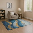 thumbnail image 1 of Addison Rugs Mayfield Premium Machine Washable Transitional Swirls Blue Rectangle Rug, 8' x 10', 1 of 7