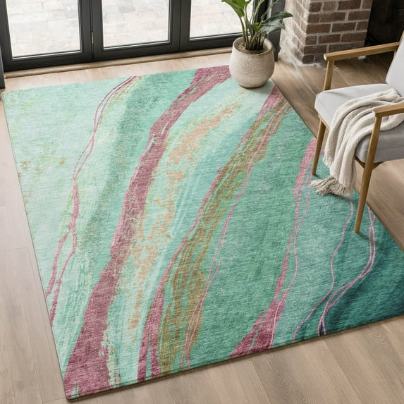 Addison Rugs Mayfield Premium Machine Washable Transitional Swirls Green Rectangle Rug, 8' X 10' Machine Washable Transitional Swirls Green Oversized Sherpa Throw Blanket