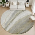 thumbnail image 1 of Addison Rugs Mayfield Premium Machine Washable Transitional Swirls Pewter Round Rug, 8' X 8' Machine Washable Transitional Swirls Pewter Oversized Sherpa Throw Blanket, 1 of 6
