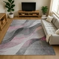 thumbnail image 1 of Addison Rugs Mayfield Premium Machine Washable Transitional Swirls Pink Rectangle Rug, 10' X 14' Machine Washable Transitional Swirls Pink Oversized Sherpa Throw Blanket, 1 of 7