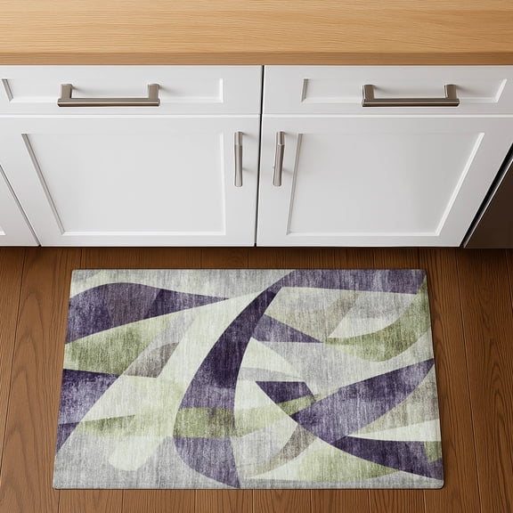 Addison Rugs Mayfield Premium Machine Washable Transitional Swirls Purple Rectangle Rug, 1'8" x 2'6"