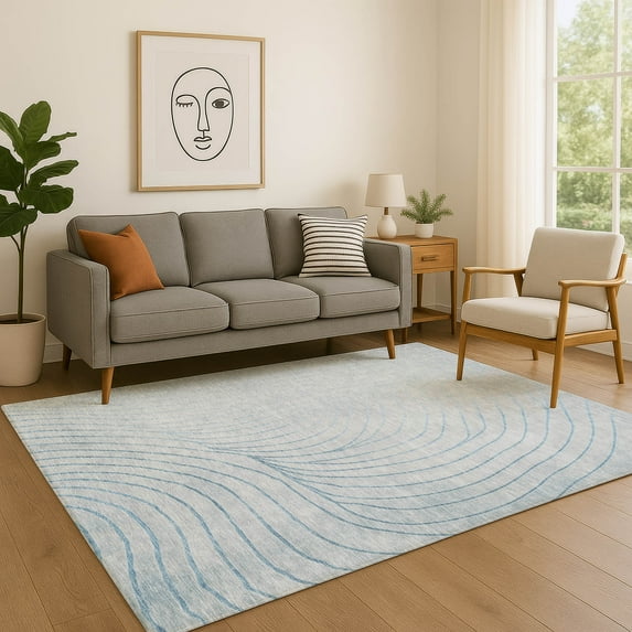 Addison Rugs Mayfield Premium Machine Washable Transitional Swirls Sky Rectangle Rug, 10' x 14'