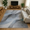thumbnail image 1 of Addison Rugs Mayfield Premium Machine Washable Transitional Swirls Sky Rectangle Rug, 10' X 14' Machine Washable Transitional Swirls Sky Oversized Sherpa Throw Blanket, 1 of 7