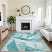 Addison Rugs Mayfield Premium Machine Washable Transitional Swirls Teal Rectangle Rug, 10' x 14'