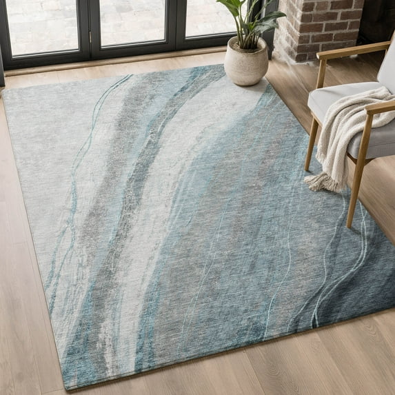 Addison Rugs Mayfield Premium Machine Washable Transitional Swirls Teal Rectangle Rug, 9' X 12' Machine Washable Transitional Swirls Teal Oversized Sherpa Throw Blanket