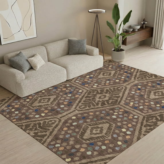 Addison Rugs Mayfield Premium Machine Washable Transitional Tribal Brown Rectangle Rug, 3' x 5'