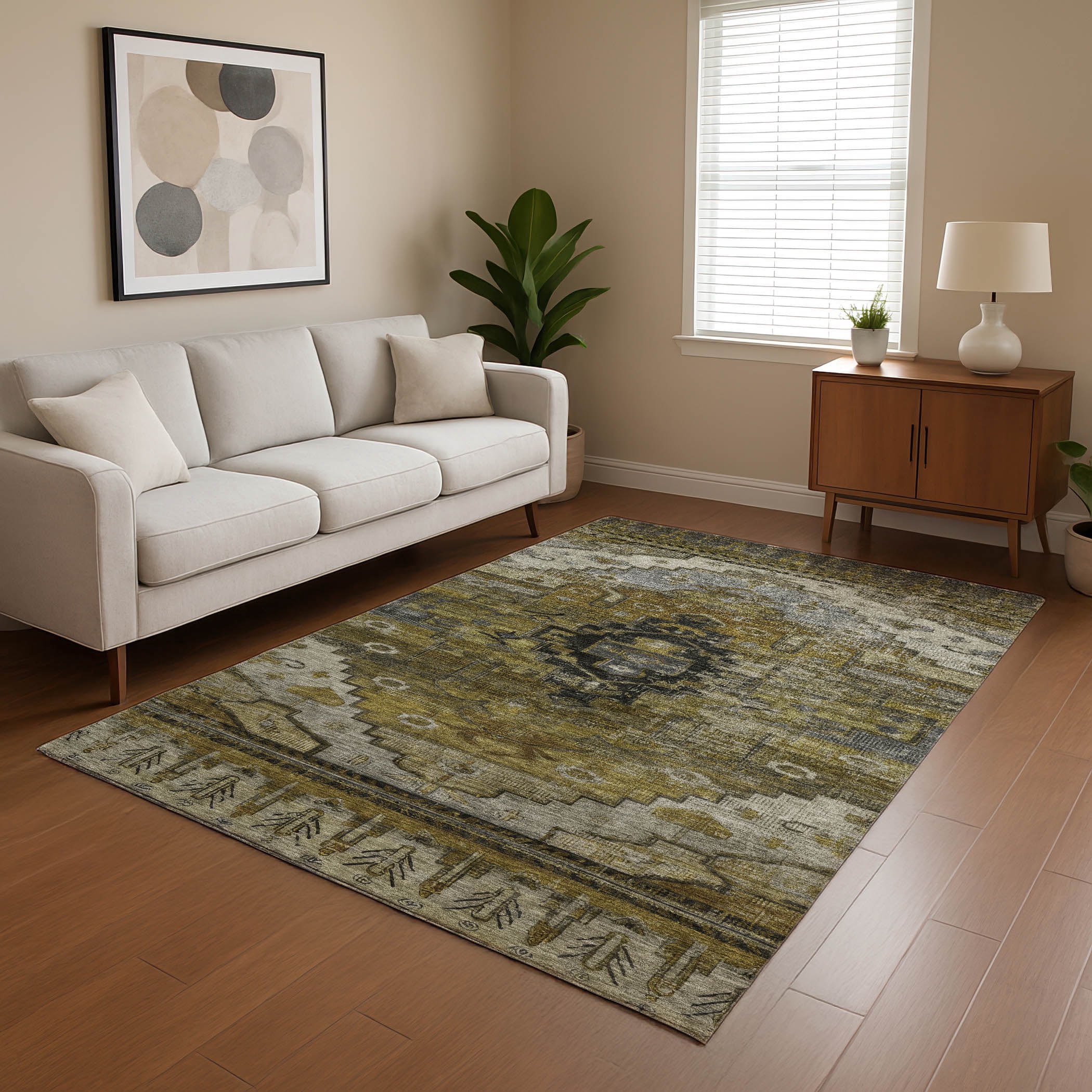 Addison Rugs Mayfield Premium Machine Washable Transitional Tribal Brown Rectangle Rug, 5' x 7'6"