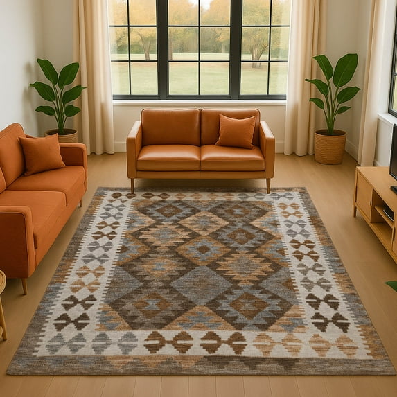 Addison Rugs Mayfield Premium Machine Washable Transitional Tribal Copper Rectangle Rug, 3' x 5'