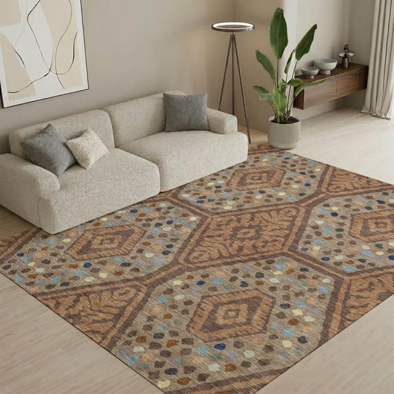Addison Rugs Mayfield Premium Machine Washable Transitional Tribal Copper Rectangle Rug, 8' x 10'