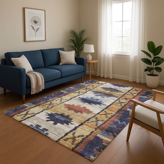 Addison Rugs Mayfield Premium Machine Washable Transitional Tribal Gold Rectangle Rug, 3' x 5'