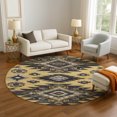 thumbnail image 1 of Addison Rugs Mayfield Premium Machine Washable Transitional Tribal Gold Round Rug, 8' x 8', 1 of 6