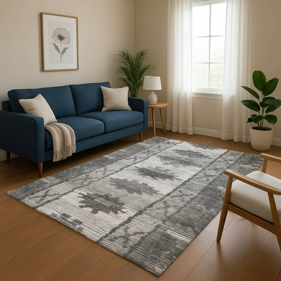 Addison Rugs Mayfield Premium Machine Washable Transitional Tribal Gray Rectangle Rug, 5' x 7'6"