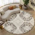 thumbnail image 1 of Addison Rugs Mayfield Premium Machine Washable Transitional Tribal Ivory Round Rug, 8' x 8', 1 of 8