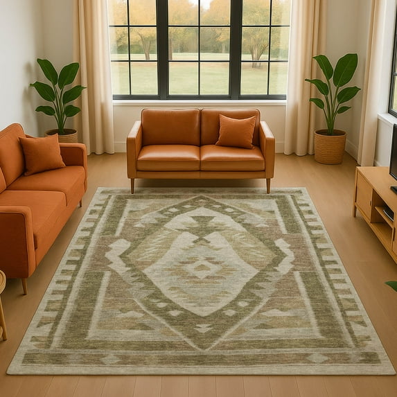 Addison Rugs Mayfield Premium Machine Washable Transitional Tribal Linen Rectangle Rug, 3' x 5'