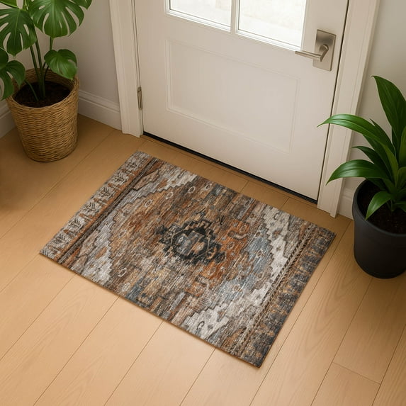 Addison Rugs Mayfield Premium Machine Washable Transitional Tribal Terracotta Rectangle Rug, 1'8" x 2'6"
