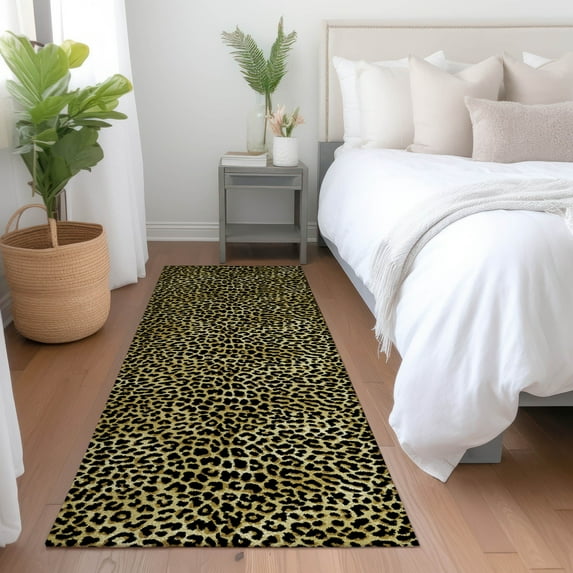 Addison Rugs Mayfield Washable Animal Skin Pattern Leopard Gilded Runner Rug, 2'3" x 7'6"