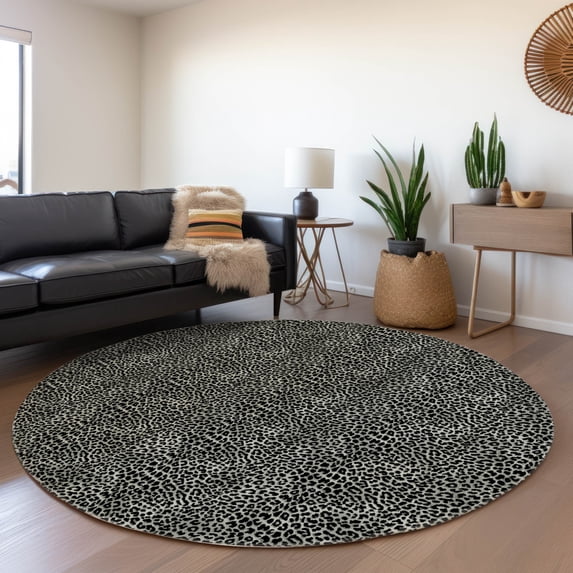Addison Rugs Mayfield Washable Animal Skin Pattern Leopard Shadow Round Rug, 8' x 8'