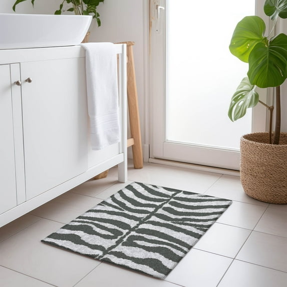 Addison Rugs Mayfield Washable Animal Skin Pattern Zebra Gray Rectangle Rug, 1'8" x 2'6"