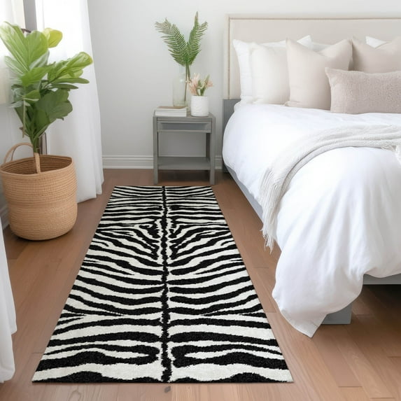 Addison Rugs Mayfield Washable Animal Skin Pattern Zebra Pearl Runner Rug, 2'3" x 7'6"