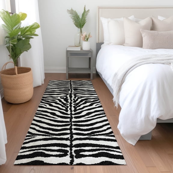 Addison Rugs Mayfield Washable Animal Skin Pattern Zebra Pearl Runner Rug, 2'3" x 7'6"